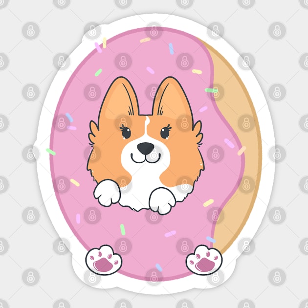 Corgi Donut Sticker by Streakydesign 